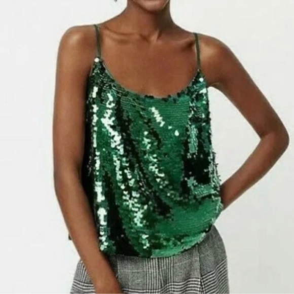 J. Crew Tops - J CREW Collection Green Disco Sequin Tank Top Blouse Women’s Small NWT NEW